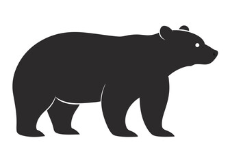 bear Silhouette on White Background	 