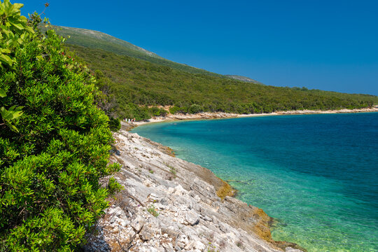 The peninsula Karaburun in Albania near the city of Vlore. A touristic hotspots for daytrips to swim in the crystal clear waters and it marks the border between the Adriatic and Ionian seas