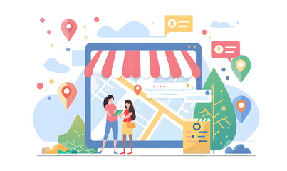 Local SEO Optimization for Businesses, local SEO optimization for businesses with an image showing marketers optimizing Google My Business listings, design