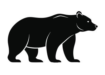 bear Silhouette on White Background	 