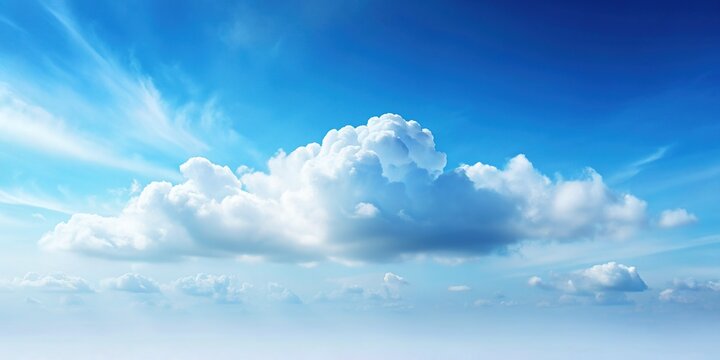 Serene blue sky with a subtle cloud gradient on a light white background, evoking a sense of calmness and tranquility in a bright and clear day.