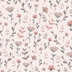seamless floral pattern. Idea for fabric, tablecloth pattern, wrapping paper, gift paper. Print Ditsy. Motives are scattered randomly. hand drawn flower pattern background. cute little pattern 
