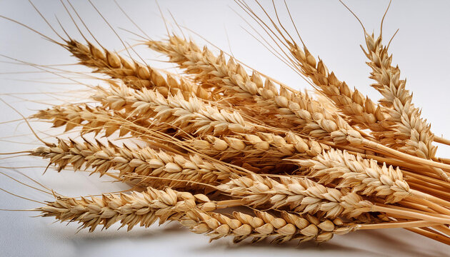 espigas de trigo dorado aisladas sobre un fondo blanco