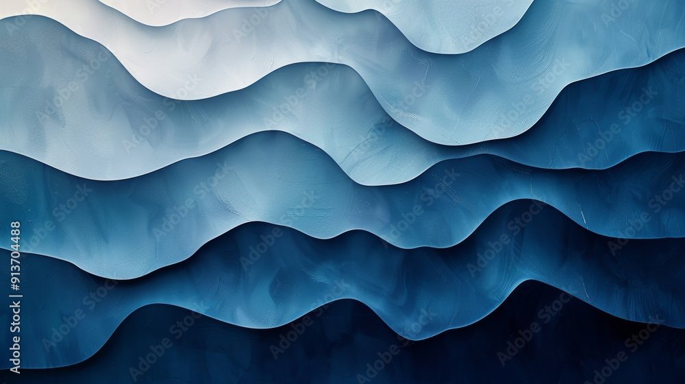 Poster waves of blue texture in layered patterns creating a calm aesthetic appeal