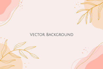 Abstract background vector hand drawn floral background minimalist and simple style fluid shape. pink pastel vector nature background.