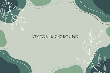 Abstract background vector hand drawn floral background minimalist and simple style fluid shape. green vector nature background.
