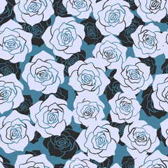 seamless floral pattern. Idea for fabric, tablecloth pattern, wrapping paper, gift paper. Print Ditsy. Motives are scattered randomly. Rose flower pattern background. cute pattern