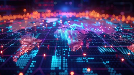 Obraz premium Global Network - Digital World for your background business, poster, wallpaper, banner, backdrop, greeting cards, and advertising for business entities or brands.