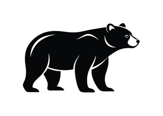 bear Silhouette on White Background	 