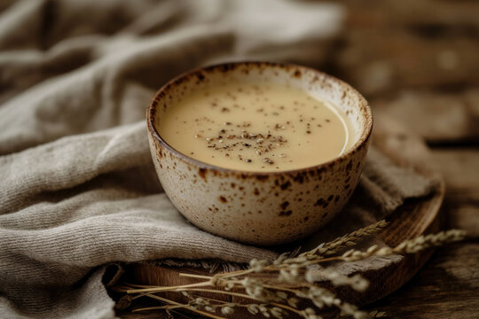 Veloute sauce - a light stock-based sauce thickened with a roux - popular french sauce, french hi end kitchen
