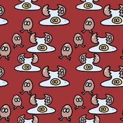 Fototapeta premium seamless pattern of egg cartoon character repeatable backdrop