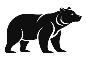 bear Silhouette on White Background	 