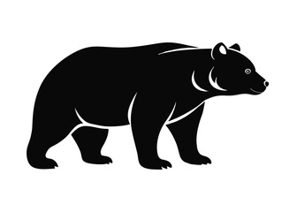 bear Silhouette on White Background	 