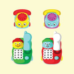 Baby Toddler Rotary Telephone Toy Colorful Vector