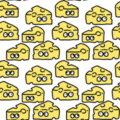seamless pattern of cheese cartoon character repeatable background