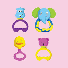 Baby Toddler Grappling Attention Toy Various Shapes Colorful Vector