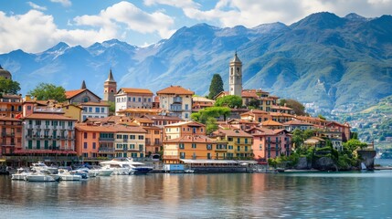 Lake Como in Italy. Breathtaking view Famous Italian holiday area and popular European tourist destination