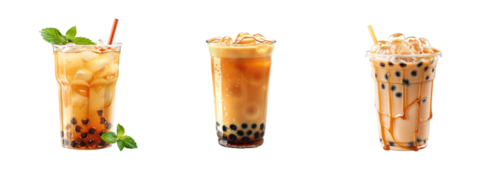 Collection of bubble tea isolated on white background. Generated ai