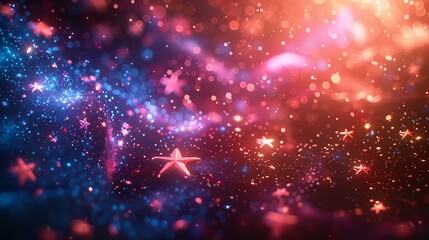 Obraz premium colorful abstract background with glowing particles and lights.