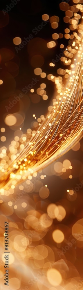 Poster elegant golden swirl with soft bokeh lights creating a magical and festive atmosphere for design and