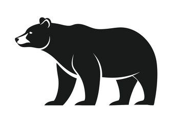 bear Silhouette on White Background	 