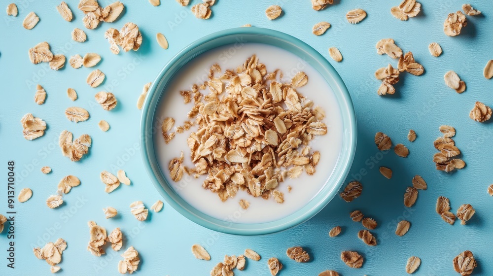 Wall mural Granola and almond milk