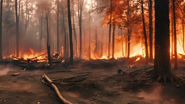 tree forest fire, Large forest fire burns the tree covered side of a mountain, Soaring Flames And Smoke Above Burning Trees, Fire Storm In The Forest, natural disaster, footage, 4k footage, videos