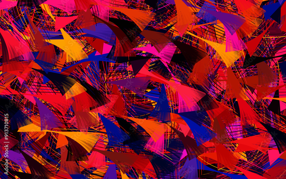 Poster dark blue, red vector pattern with random forms.