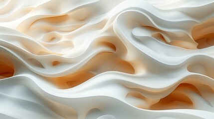 Obraz premium Abstract Soft Curves and Waves in A Creamy White and Peach Composition