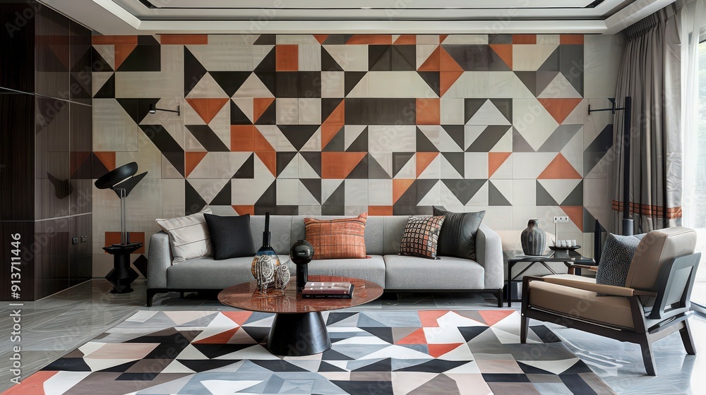 Poster create a cohesive design scheme with geometric patterns that tie together different elements of your