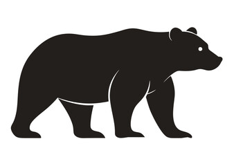 bear Silhouette on White Background	 