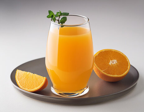  jugo de naranja fresco primer plano de un vaso sobre fondo blanco