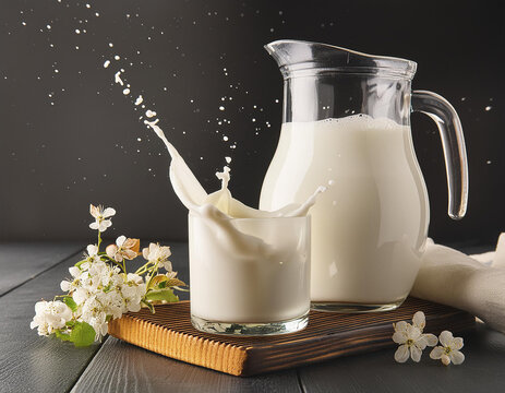 leche en un vaso salpicando aislado 