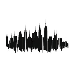Fototapeta premium Black and White Skyline Silhouette of a City with Multiple Skyscrapers, generative ai image