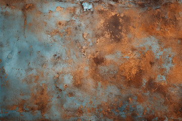Processed collage of old rusty metal sheet texture in daylight. Background for banner