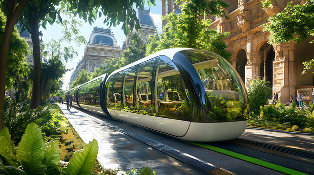 Electric public transport system, representing sustainable commuting 