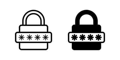 Password Security line icon set color editable