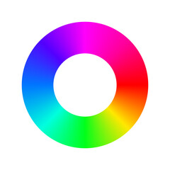 Vibrant color wheel with a gradient spectrum from red to violet, showcasing full range of hues. Ideal for graphic design, color theory, RGB circle , CMYK, harmony, spectrum transparent, clipping path