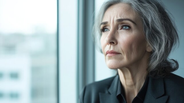 Thoughtful Senior Woman by the Window