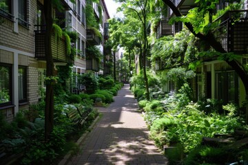 A low-impact inner-city natural environment showcasing green initiatives