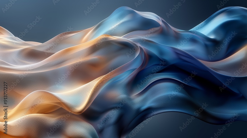 Poster colorful flowing fabric abstract art displaying movement and texture in soft lighting