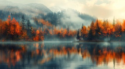 Naklejka premium autumn landscape, forest, rest 