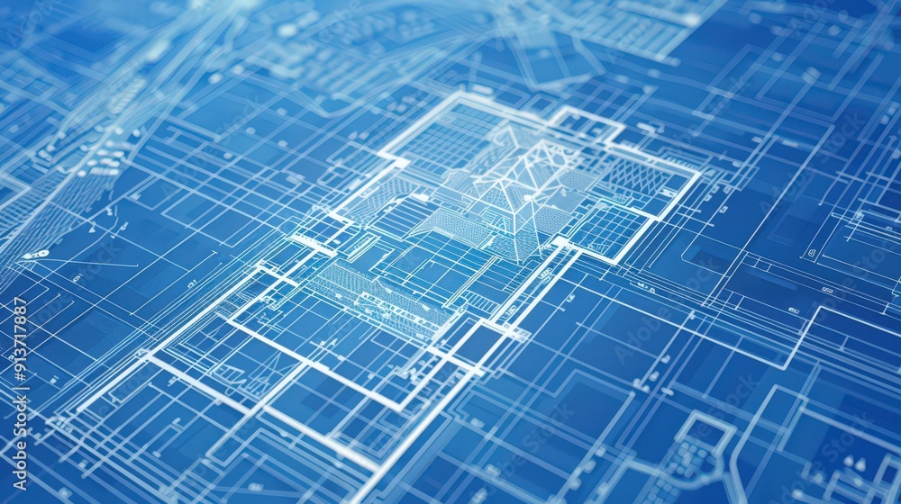 Poster digital 3d blueprint of architectural structures, showcasing detailed designs and realistic renderin