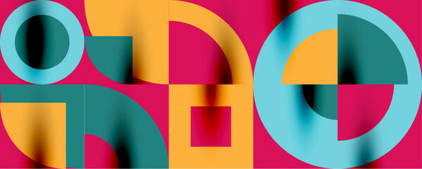 Neo memphis geometric pattern with circles, squares. Pop art abstract background for covers, banners, flyers and posters and other templates