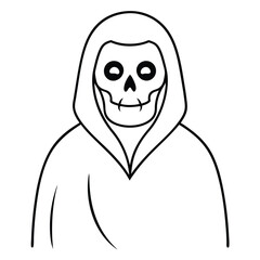 Halloween Horror Reaper Vector Line Art Icon Logo.