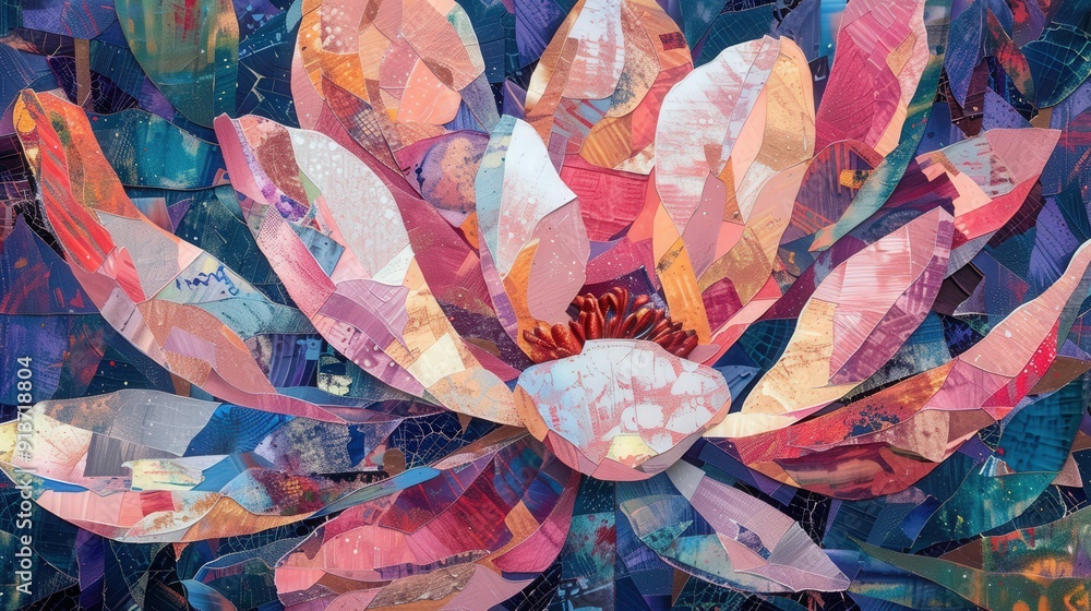 Poster discover abstract spring patterns that unfold like petals, revealing layers of texture and color
