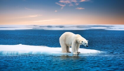 A majestic polar bear walking across the icy landscape of the Arctic, highlighting the importance of wildlife conservation and the impact of climate change on these vulnerable ecosystems