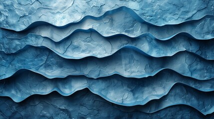 Textured Blue Waves Illustrating Oceanic Depths in Abstract Design Against a Light Background