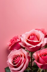 Fototapeta premium Bouquet of red roses isolated on red background