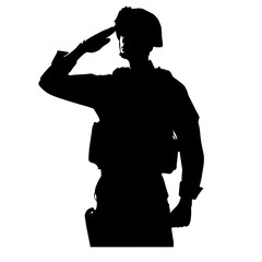Silhouette  military soldier saluting  vector illustration